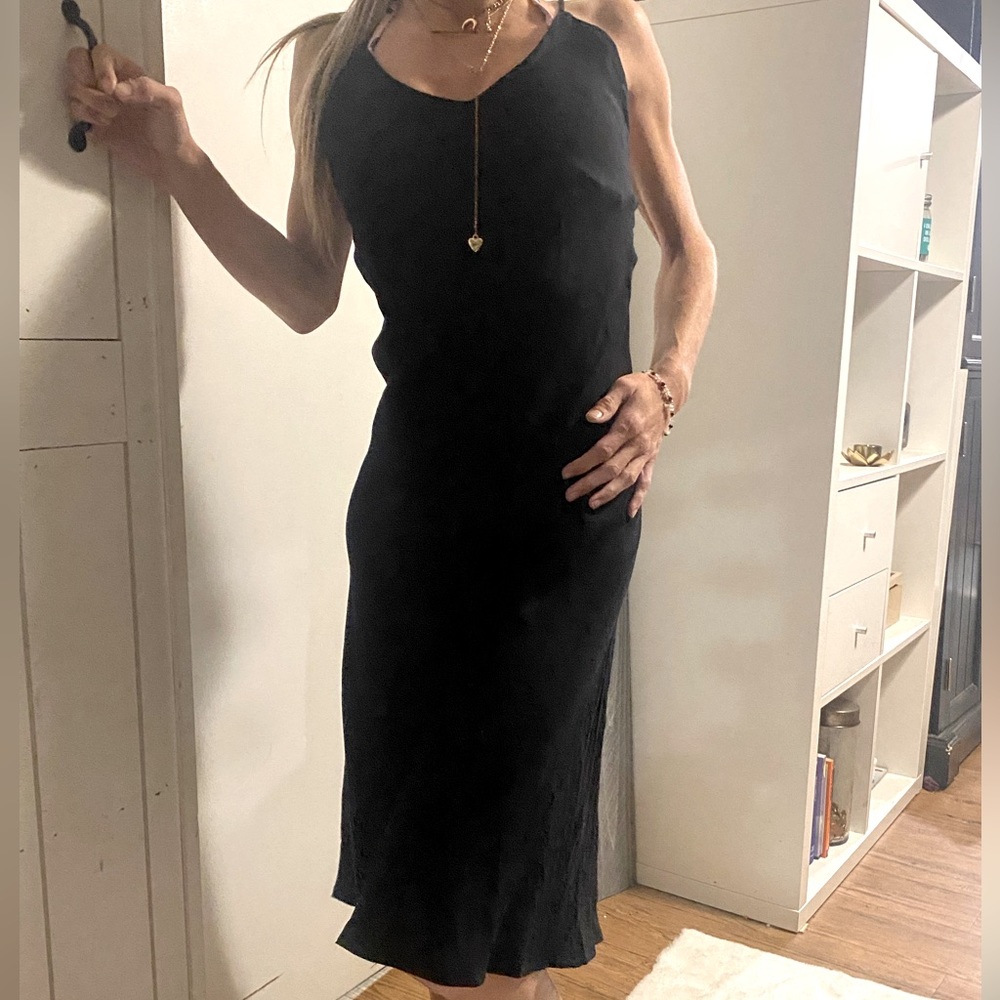 Vanessa Mooney | Black multi tank straps halter top midi dress | XS